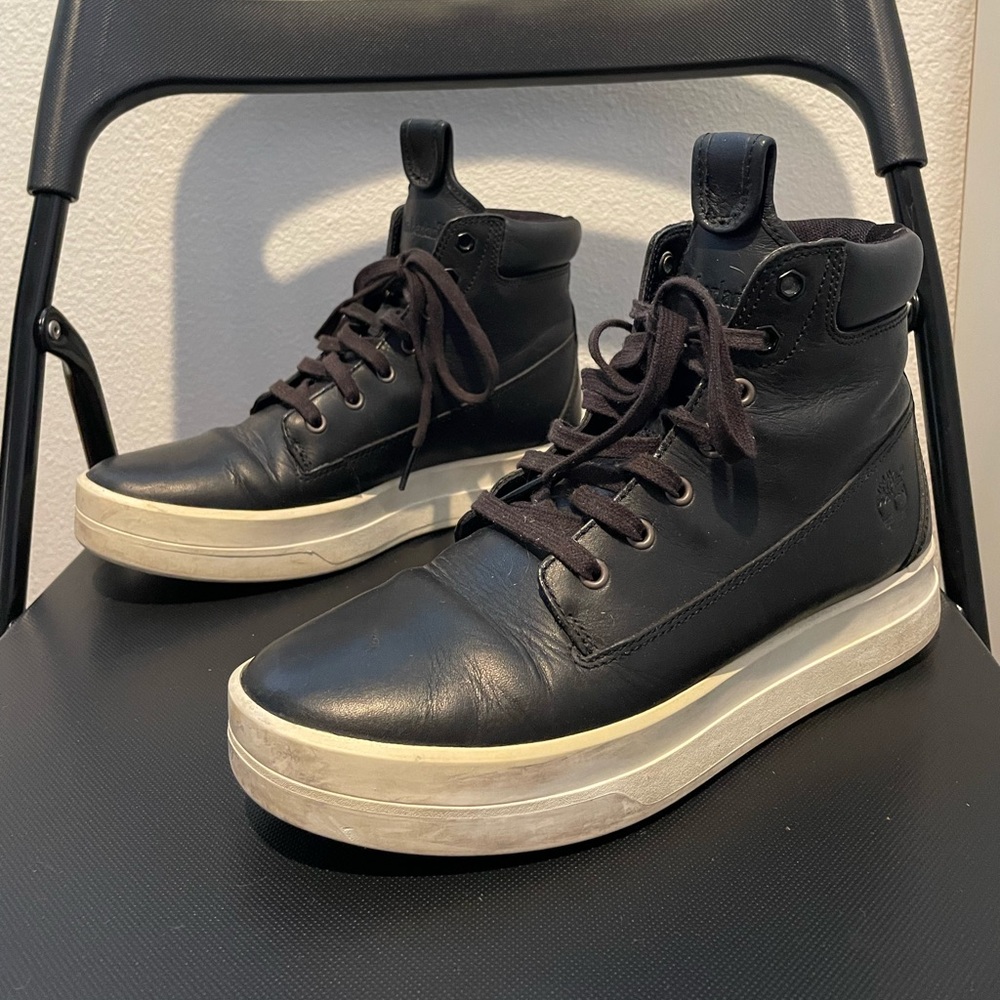 Timberland High-top Platform Black Leather Sneakers